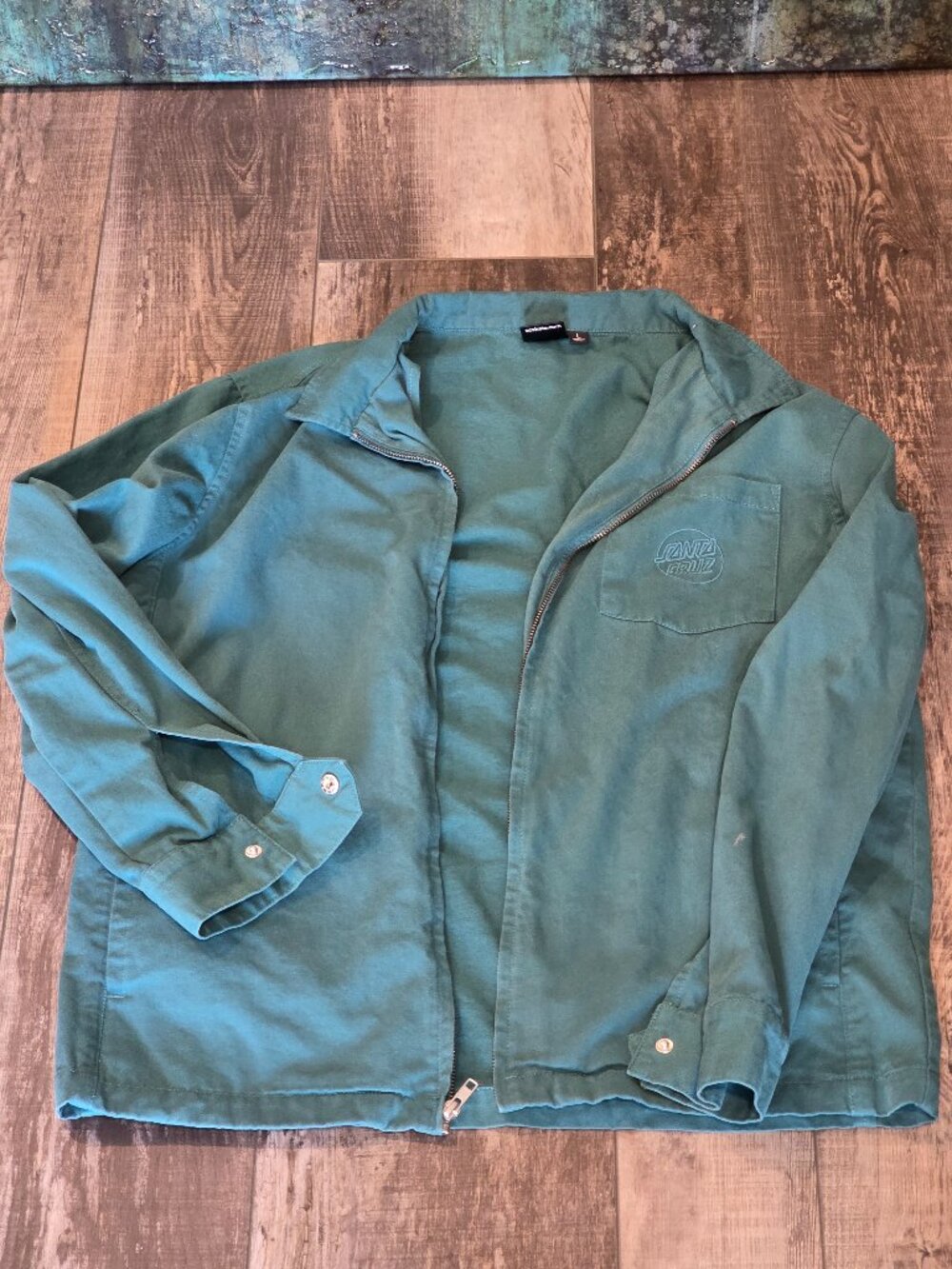 Santa Cruz Venture Opus Eco Zip Front Jacket Teal Green Large